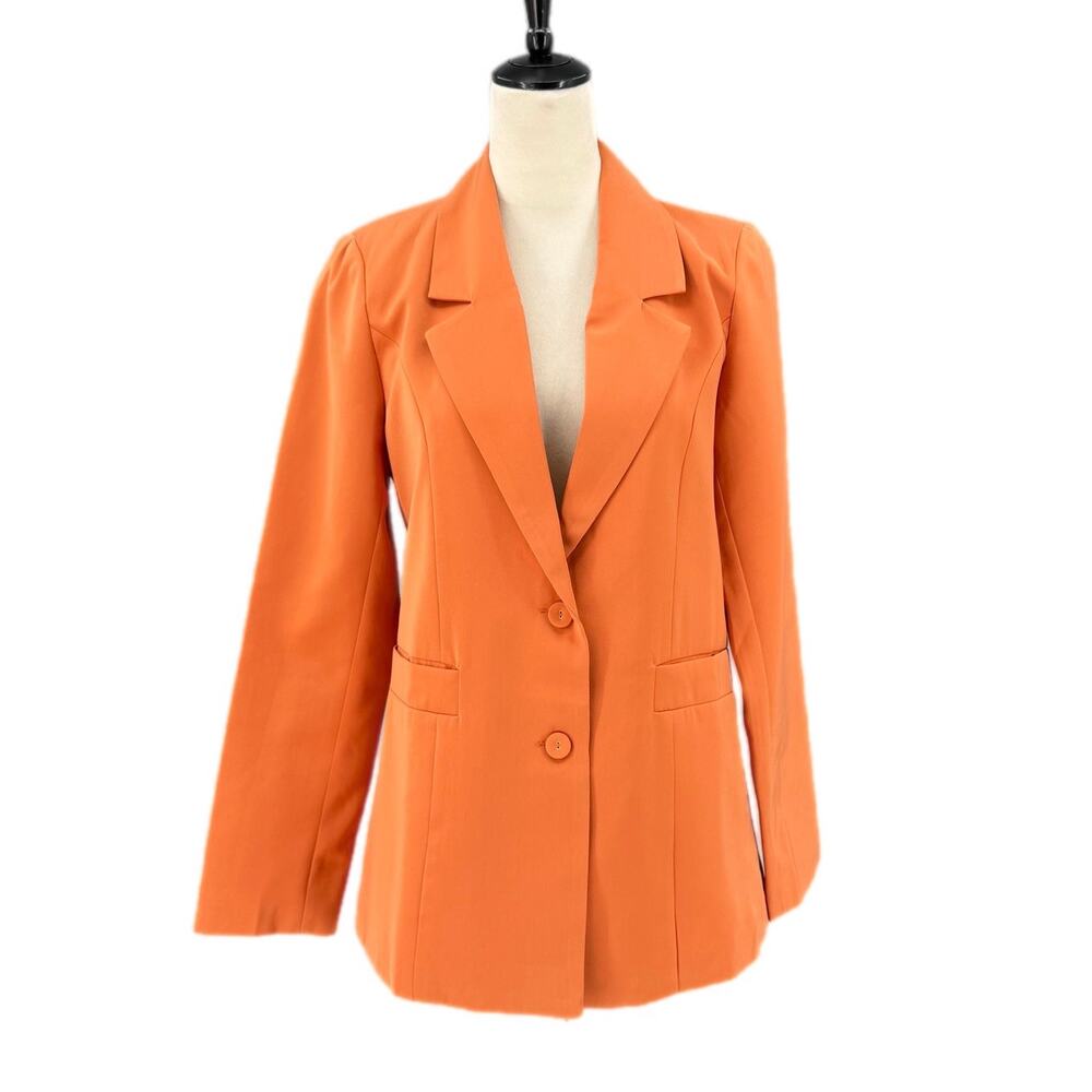 Lush NEW Orange Ginger Workwear Professional Corpcore Classic Blazer Jacket